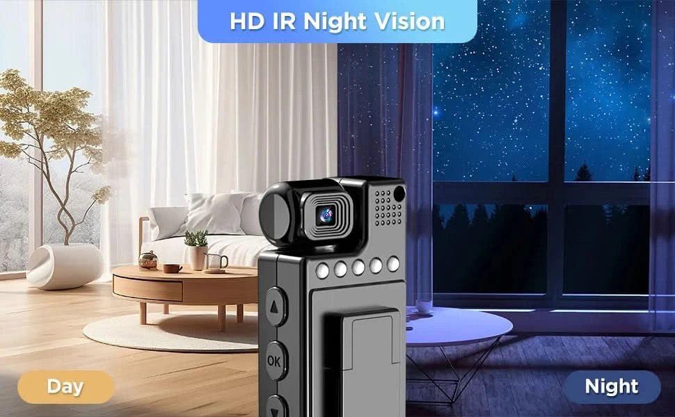 Body Camera with Audio Recording, Portable Wearable Small Body Worn Cam, FHD Video Recorder,1.3" LCD Screen Police Cams for Home - M & M Global