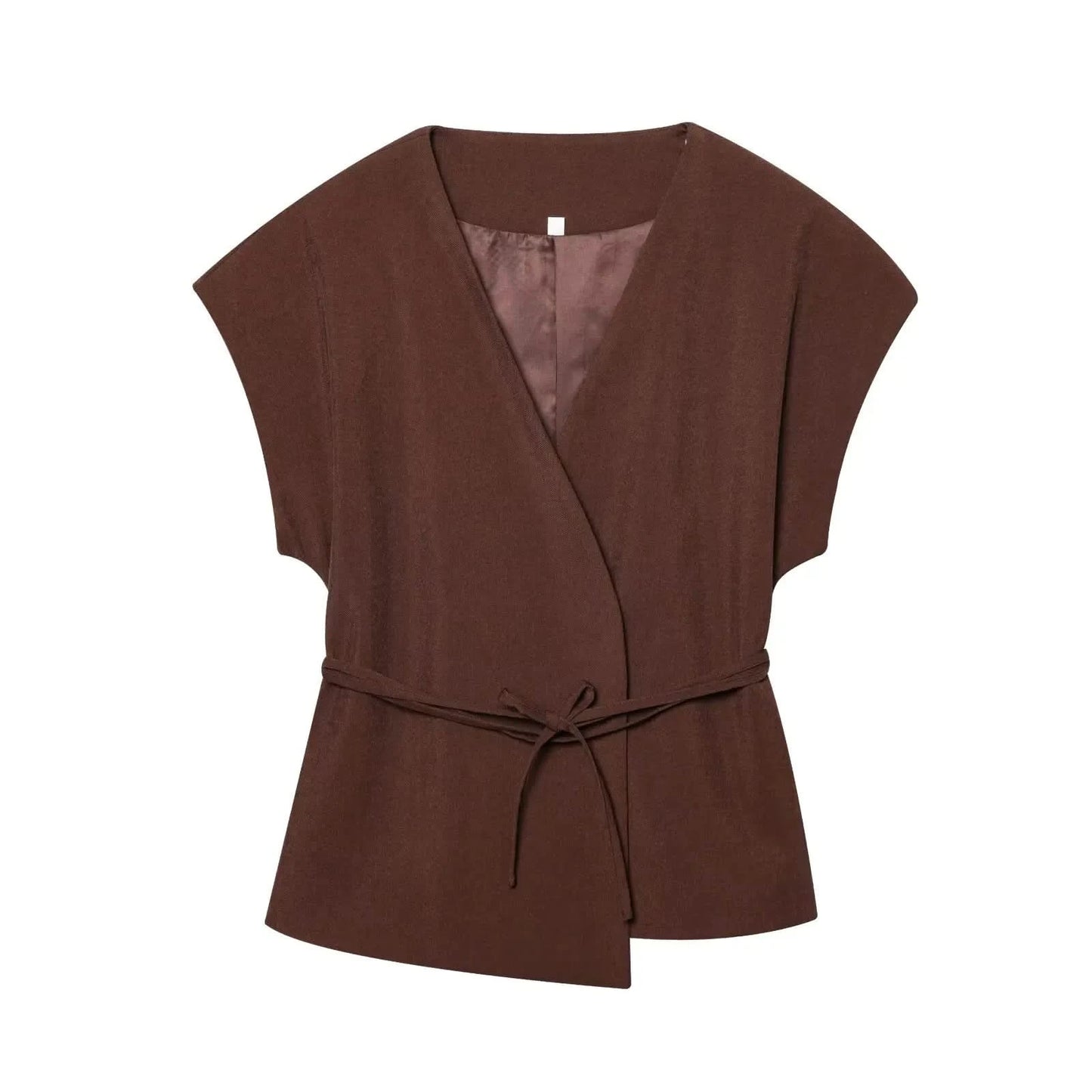 TFMLN Fashion Women's Trouser Suits Sleeveless V-Neck Top With Belt Straight Pants Sets 2025 Spring Summer Commuter 2 Piece Set - M & M Global