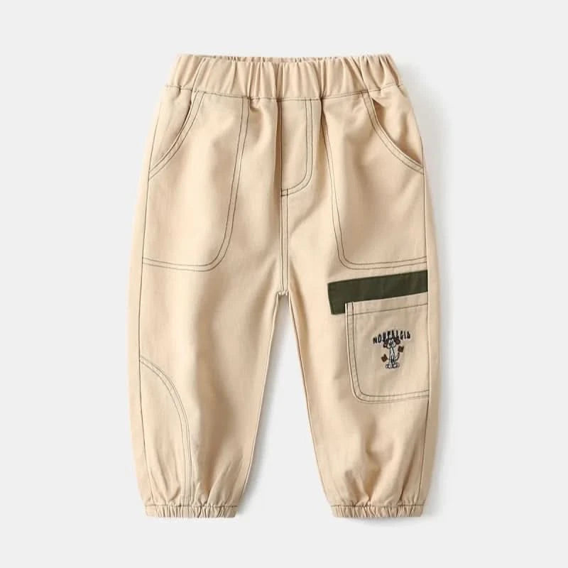 Wholesale New Children Boy Trousers Embroiedry Pockets Spliced Kids Boys Pants Casual Cotton Infant Babys Boys Bottoms 2-8Y Pant - M & M Global
