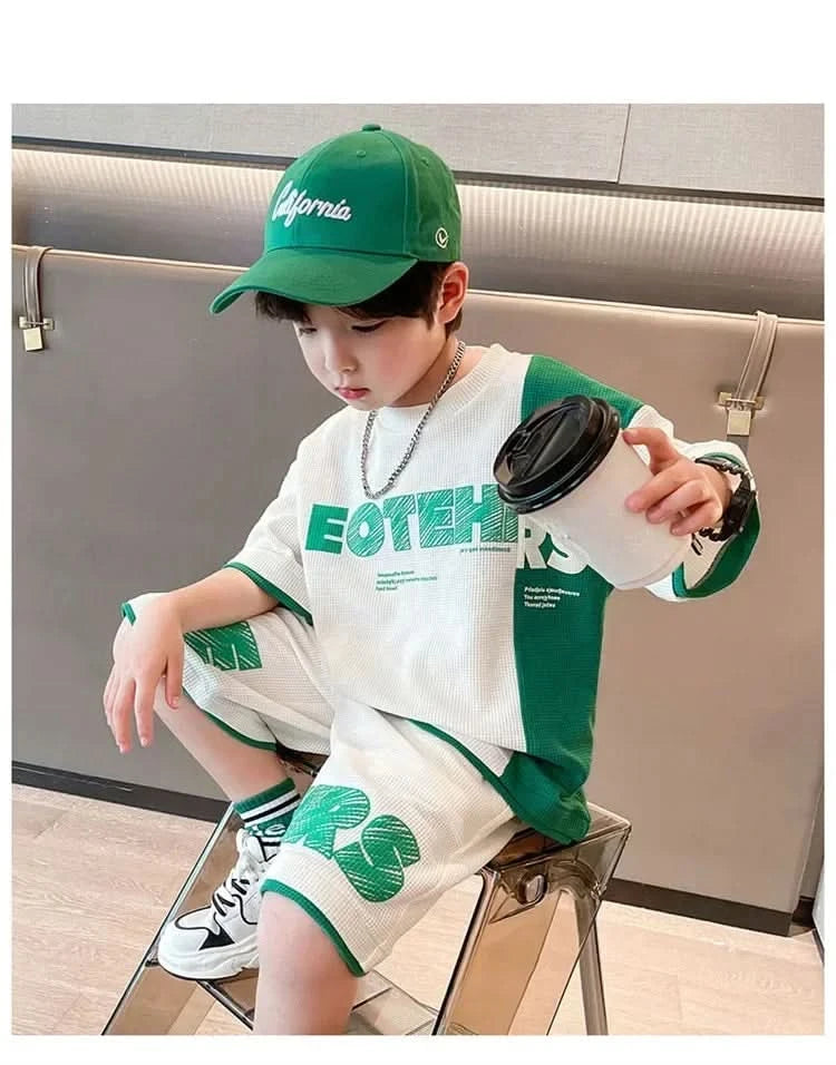 New Summer Teenagers Boys Clothing Sets Child Fashion Letter Top And Shorts 2Pcs Kids Tracksuit 4 5 6 7 8 9 10 11 12 13 14 Years - M & M Global