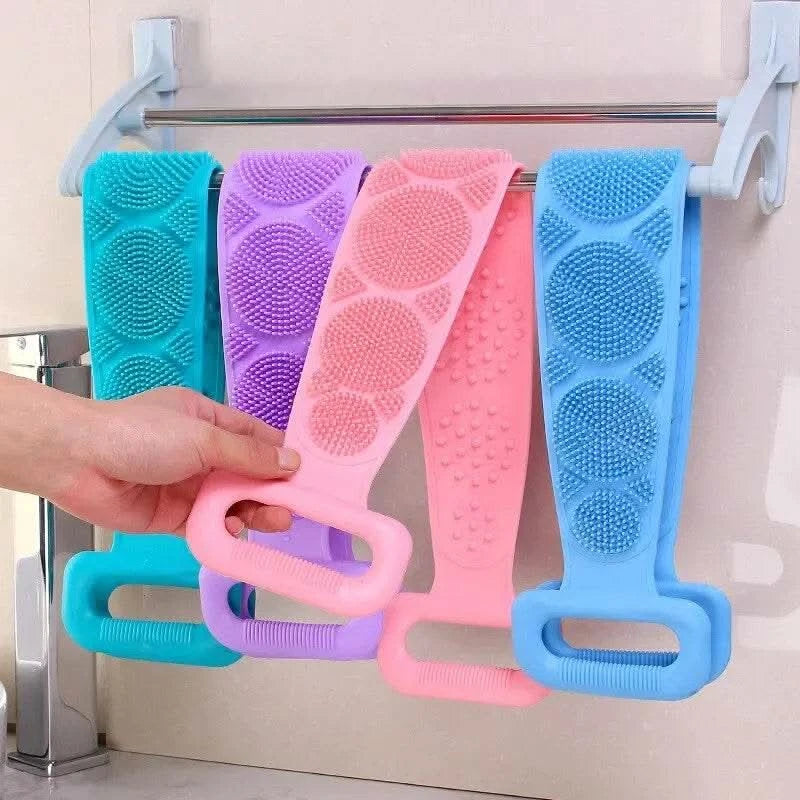 Body Sponge Silicone Brushes Bath Towels Scrubber Rubbing Back Peeling Massage Shower Belt Extended Skin Clean Brushes - M & M Global