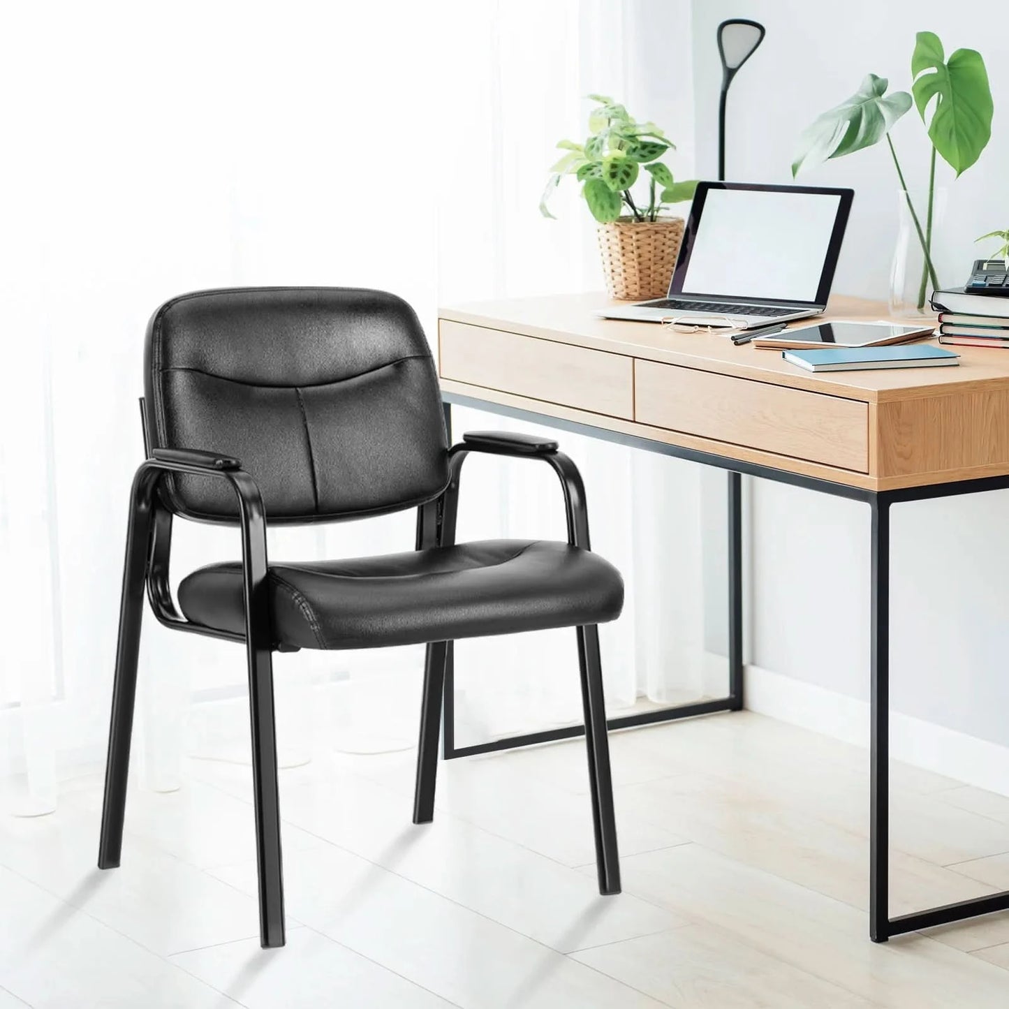 JHK Pu Leather Office Waiting Room Guest Chair Metal Frame Sponge Cushion Conference Room Lobby Table Chairs For Furniture