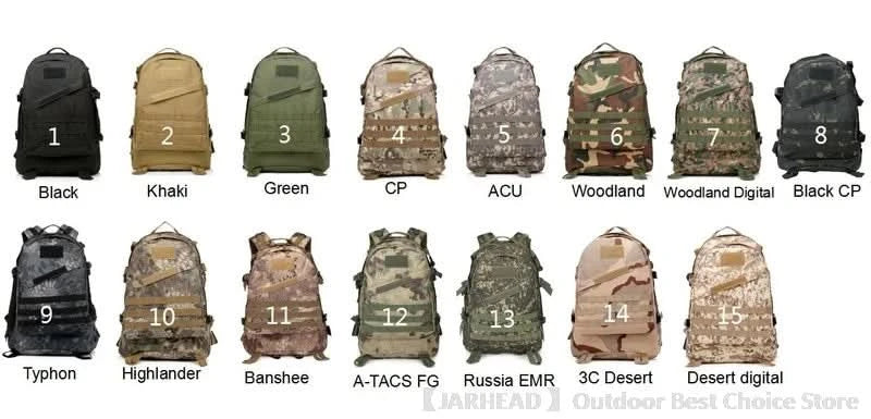 Outdoor Sport Camping Backpack Hiking Trekking School Bag Travel Cycling Walking Large Capacity Rucksack 3D Tactical Backpack - M & M Global