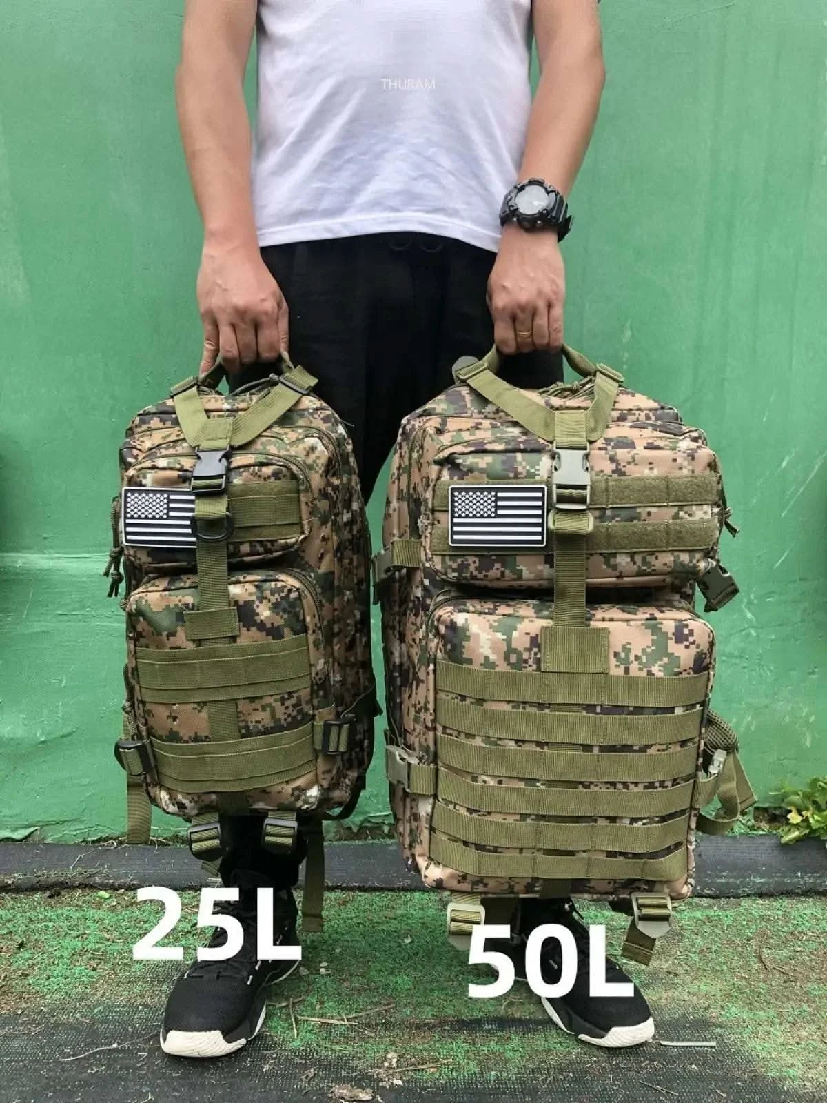 25L/50L Sturdy Nylon Waterproof Tactical Sports Trekking Fishing Hunting Camping Hiking Bag Backpack Outdoor Rucksacks - M & M Global