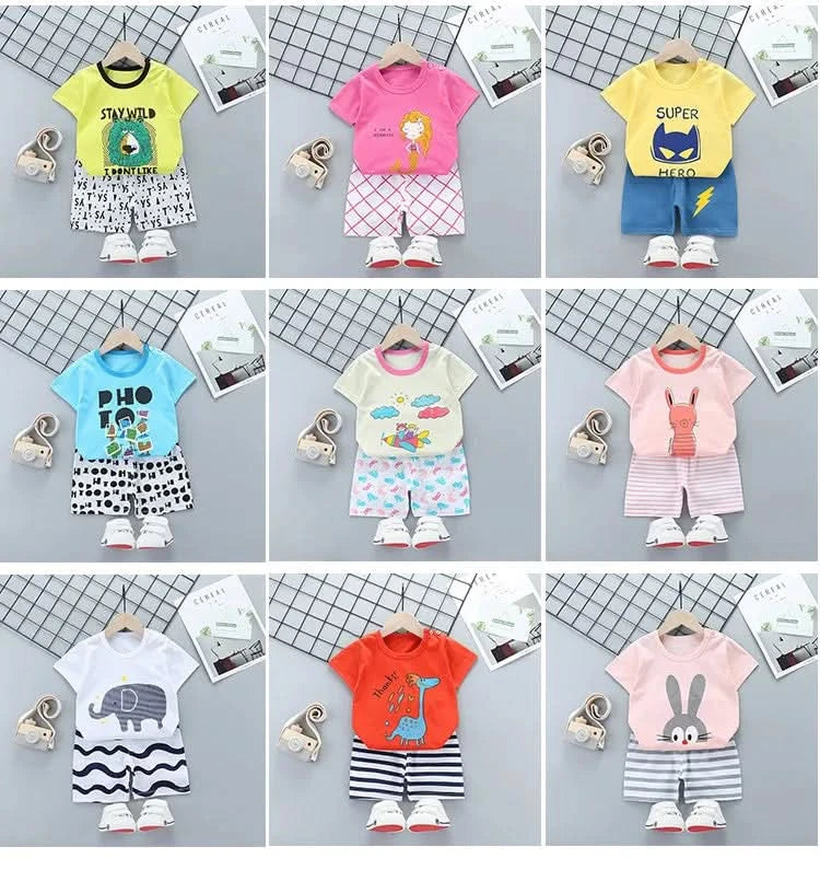 2PCS Children's Sets mother Kids Clothes Boys Girl T-shirt Shorts Summer Cotton Short sleeve Baby Children Clothing Toddler Suit - M & M Global