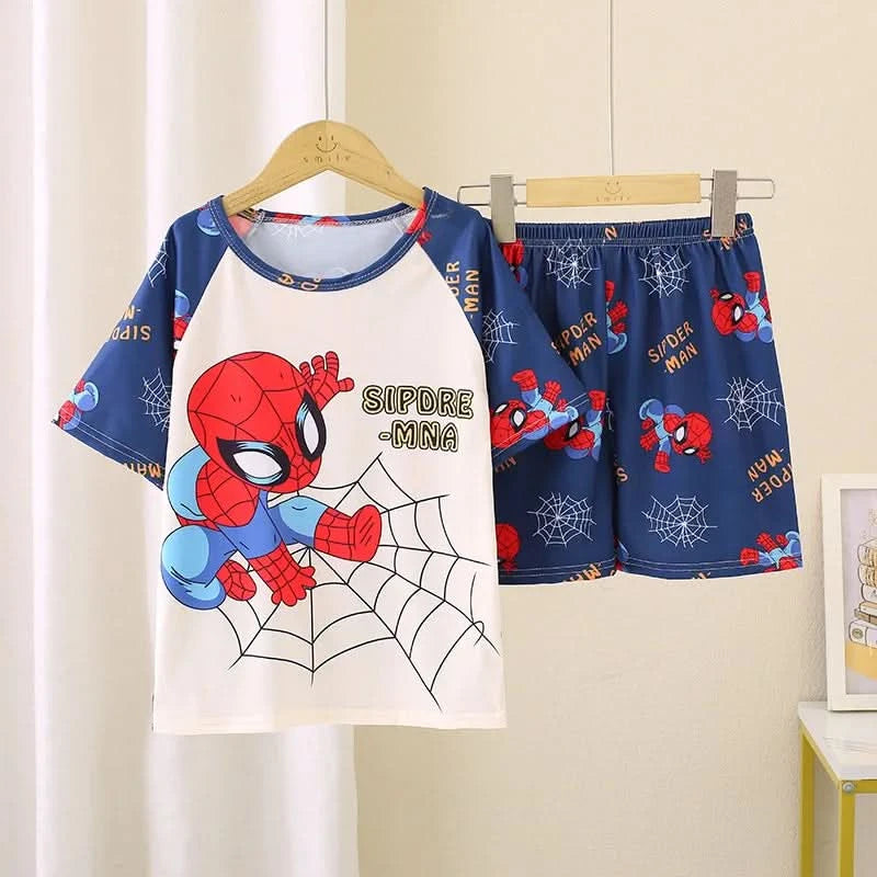 Lightweight Short Sleeve Pajama Set for Children Comfortable and Breathable Summer Homewear for Boys and Girls Daily Use - M & M Global