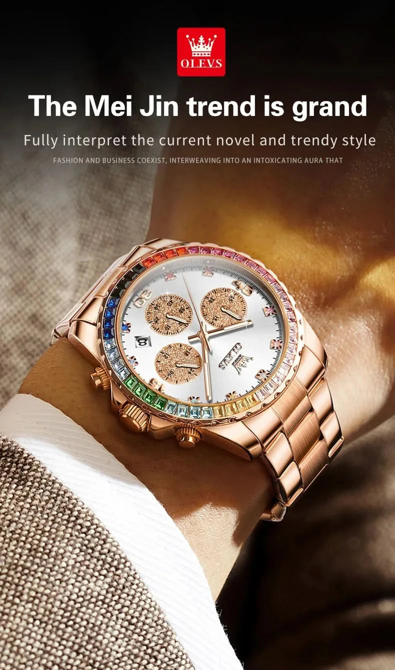 OLEVS 2939 Mens Watch Original Brand Quartz Watch Waterproof Luminous Watch For Men Multifunctional Chronograph Sport Date Reloj - M & M Global