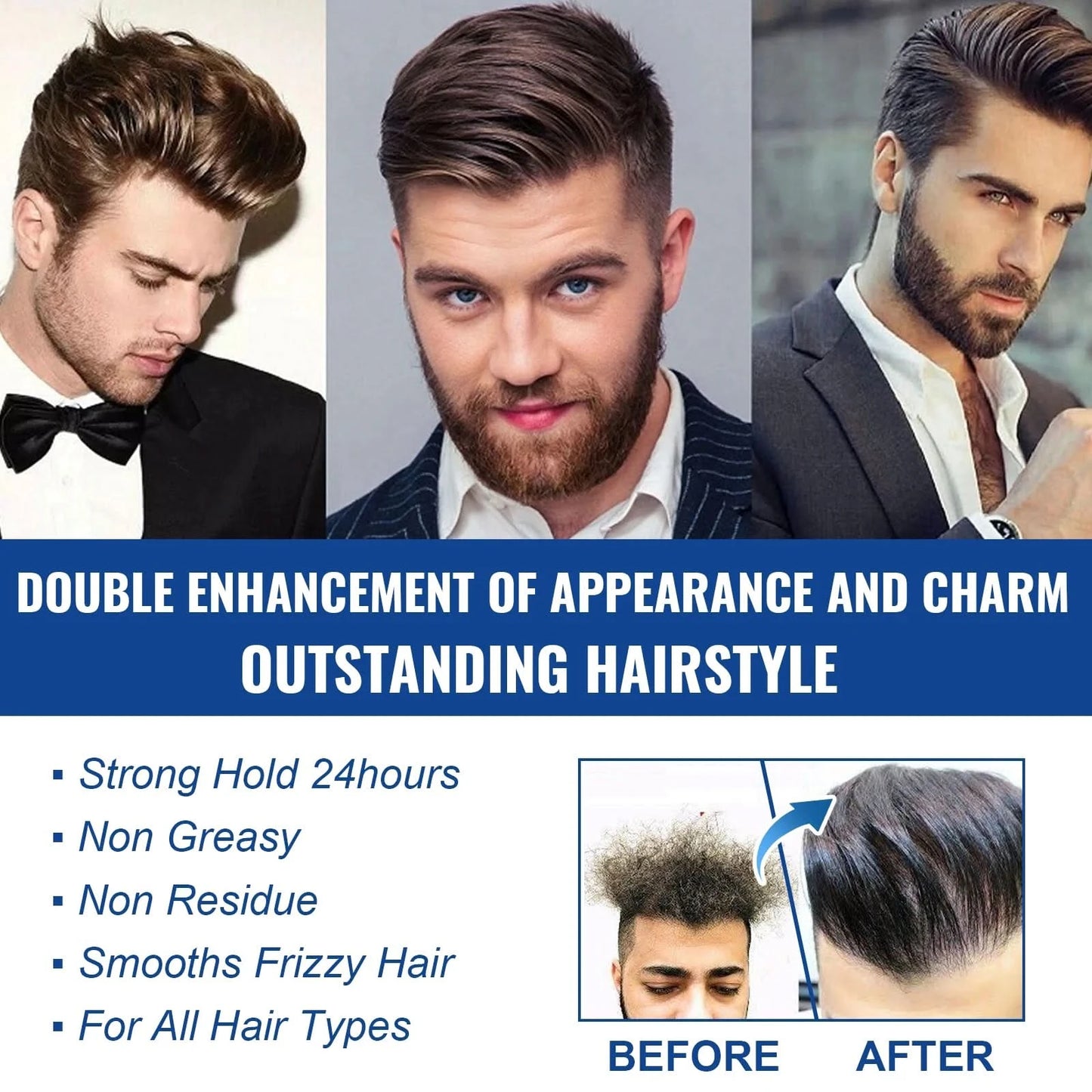 Hair Wax Stick Non-greasy Style Repair Smooth Loose Frizz Fixed Long Lasting Fluffy Broken Hair Artifact Waterproof Men Hair Gel - M & M Global