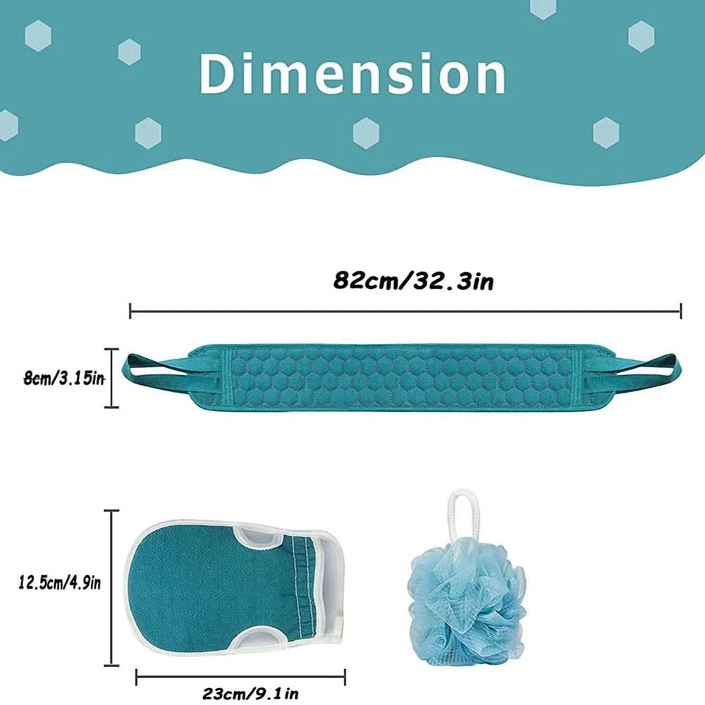 Exfoliating Body Scrubber Set - Includes Back Scrubber, Bath Glove And Shower Bath Sponge Loofah - M & M Global