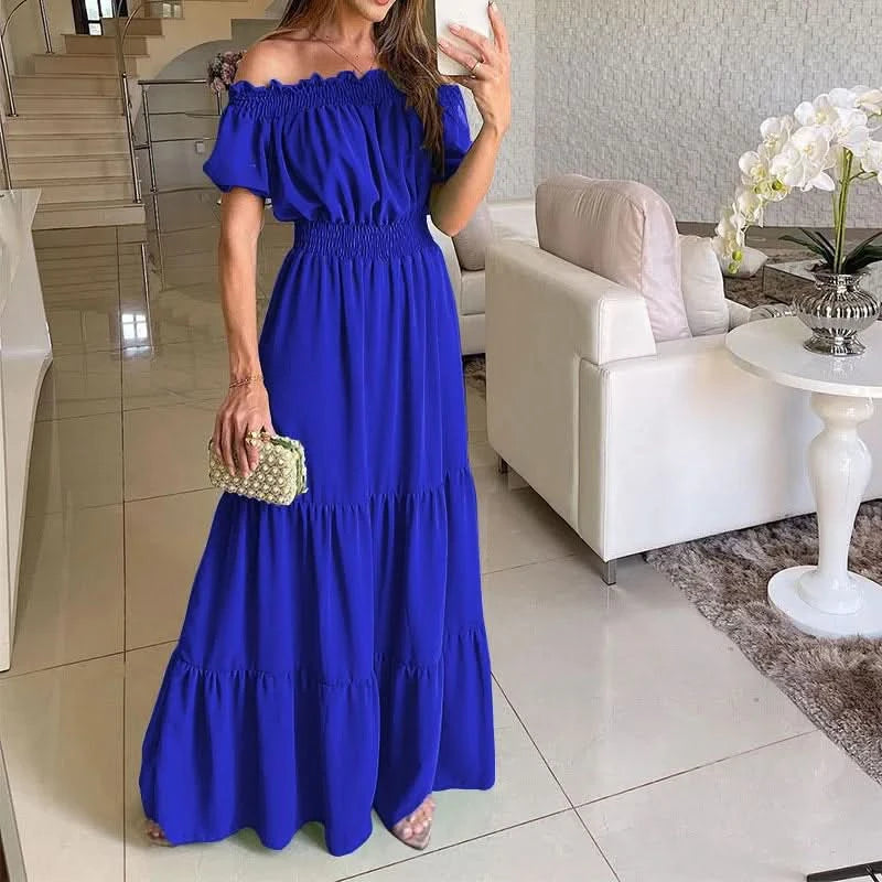 Summer Boho Red Dress Fashion Short Sleeve Beach Long Dress Casual Loose Elegant Holiday Party Dresses For Women Robe Femme 2023 - M & M Global