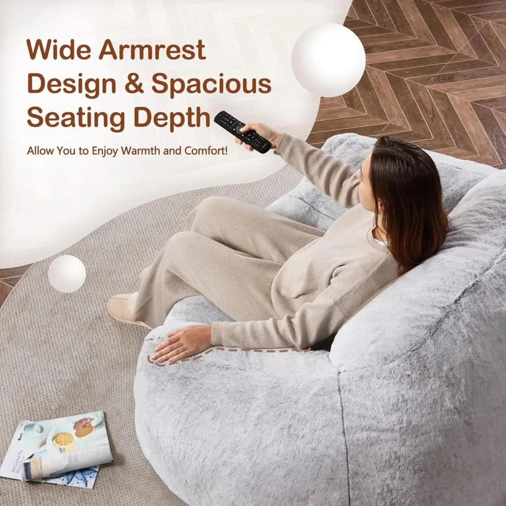 Light Grey Beanbag Chair Bean Bag Chairs for Adults Bean Bags Giant Bag Sofa with Spacious Cushion Bag Couch - Best