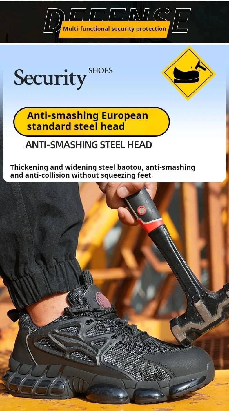 Protective Safety Shoes Men Anti-smash Anti-puncture Steel Toe Work Shoes Breathable Security Industrial Shoes Men Safety Boots
