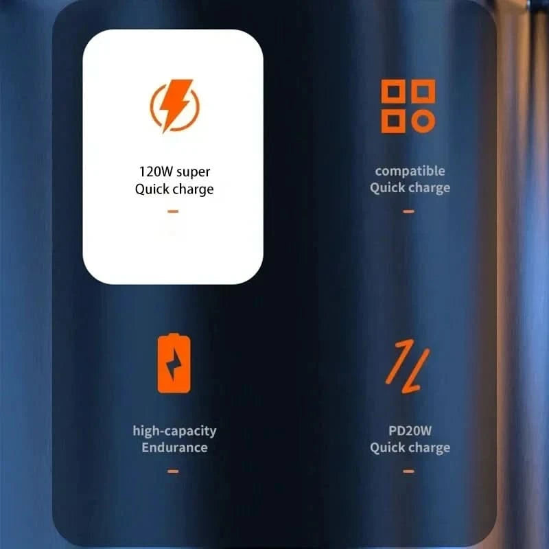 200000mAh Portable Power Bank External Battery High-capacity 120W Super Fast Charging LED Digital Display For Phone Durable Hot - M & M Global