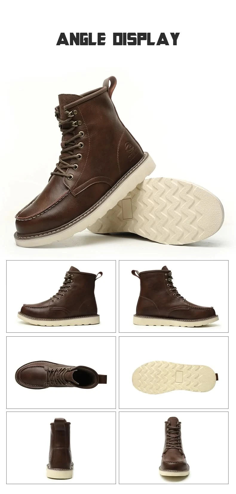 Two layer cowhide high top anti-smash anti-puncture breathable fashion labour insurance shoes