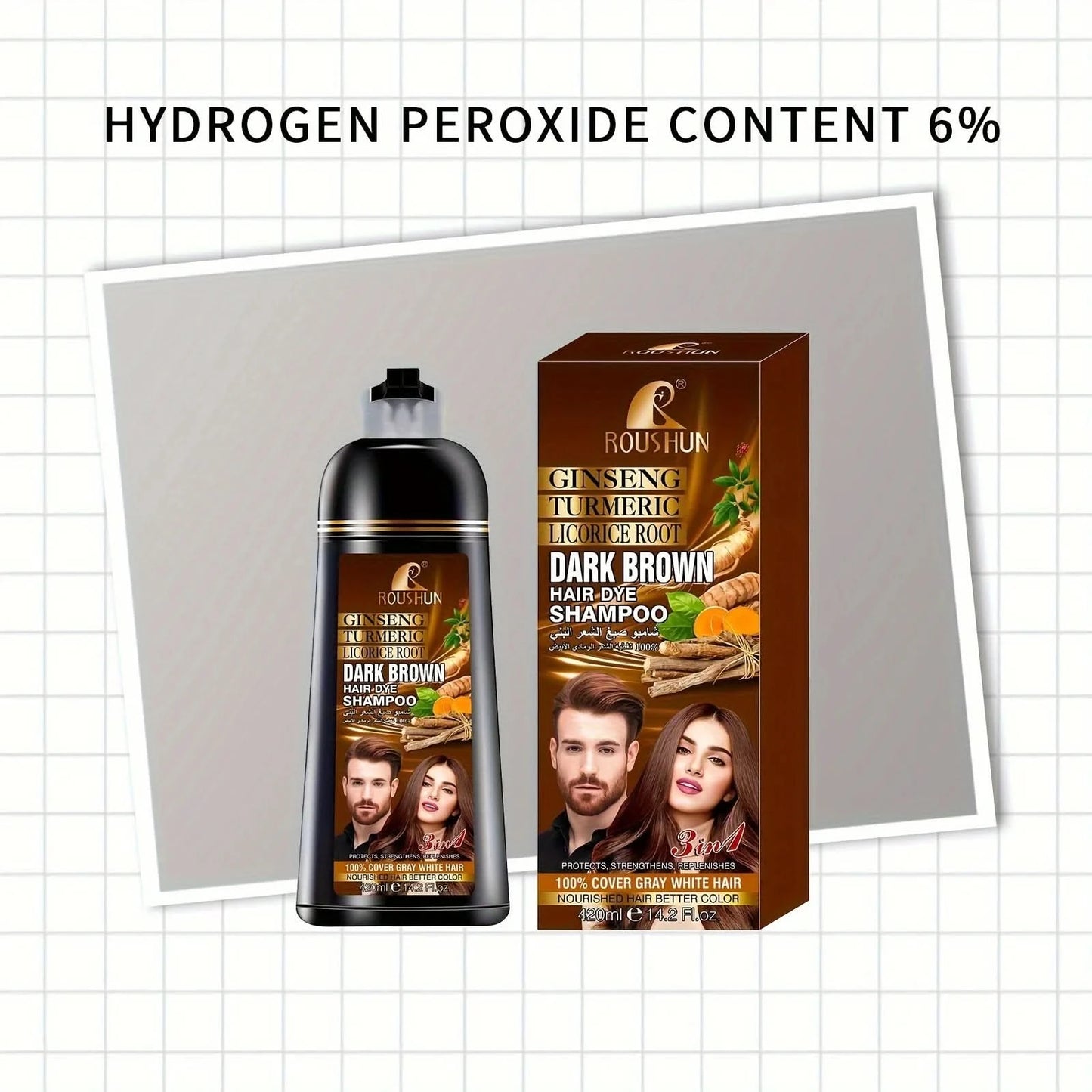 Brown Hair Color Shampoo for Gray Hair Instant Hair Dye Shampoo Hair Coloring in Minutes Natural and Long lasting color Hair Dye