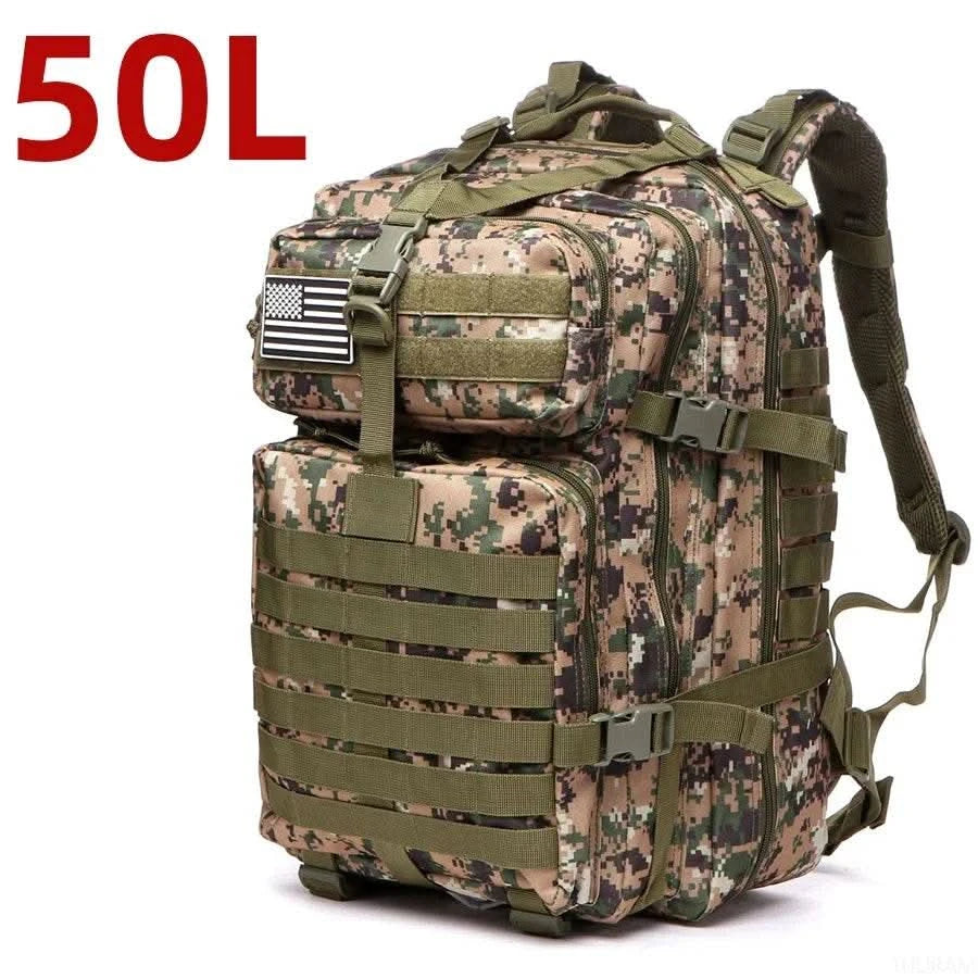 25L/50L Sturdy Nylon Waterproof Tactical Sports Trekking Fishing Hunting Camping Hiking Bag Backpack Outdoor Rucksacks - M & M Global