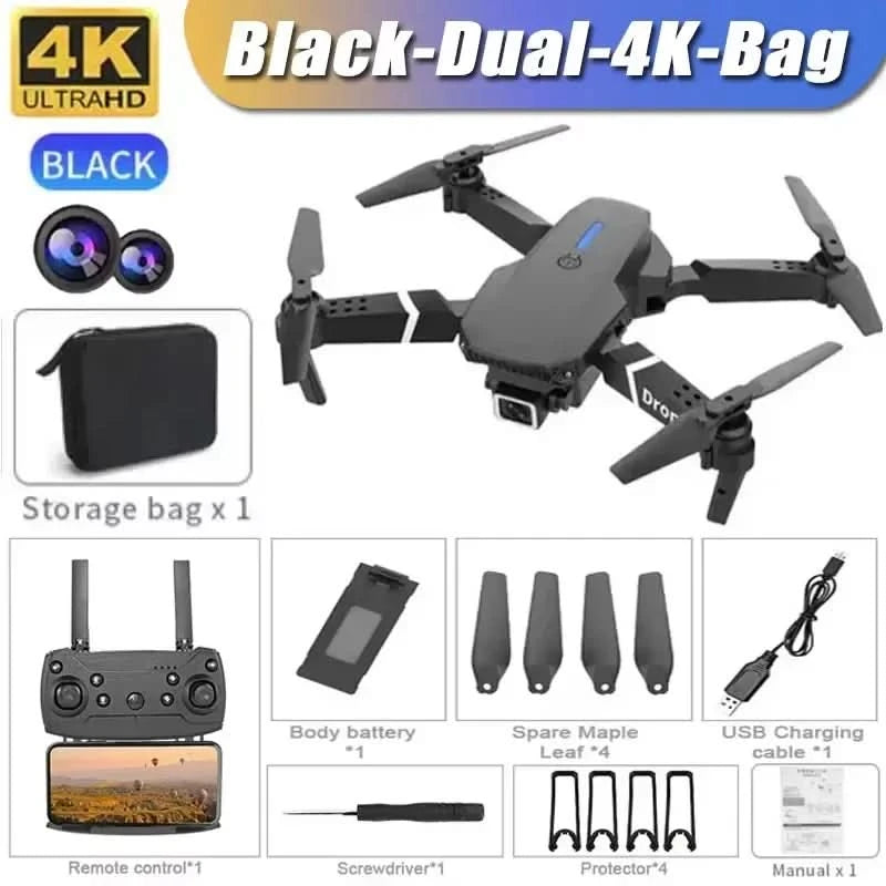 Professional Drone E88 4K Wide-Angle HD 1080P Camera WiFi FPV Height Hold Foldable RC Drone Quadrotor Helicopter Children's Toys - M & M Global