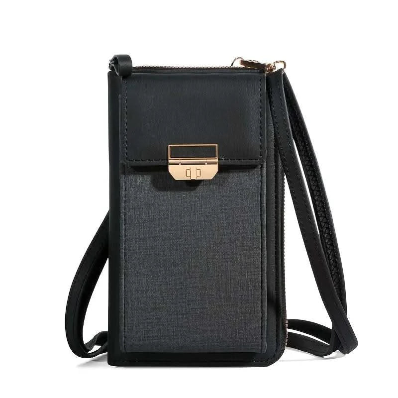 2024 New Women's Bag Mobile Phone Bag Trendy Line Simple Ladies Shoulder Bag Messenger Bag Lock Small Square Bag - M & M Global