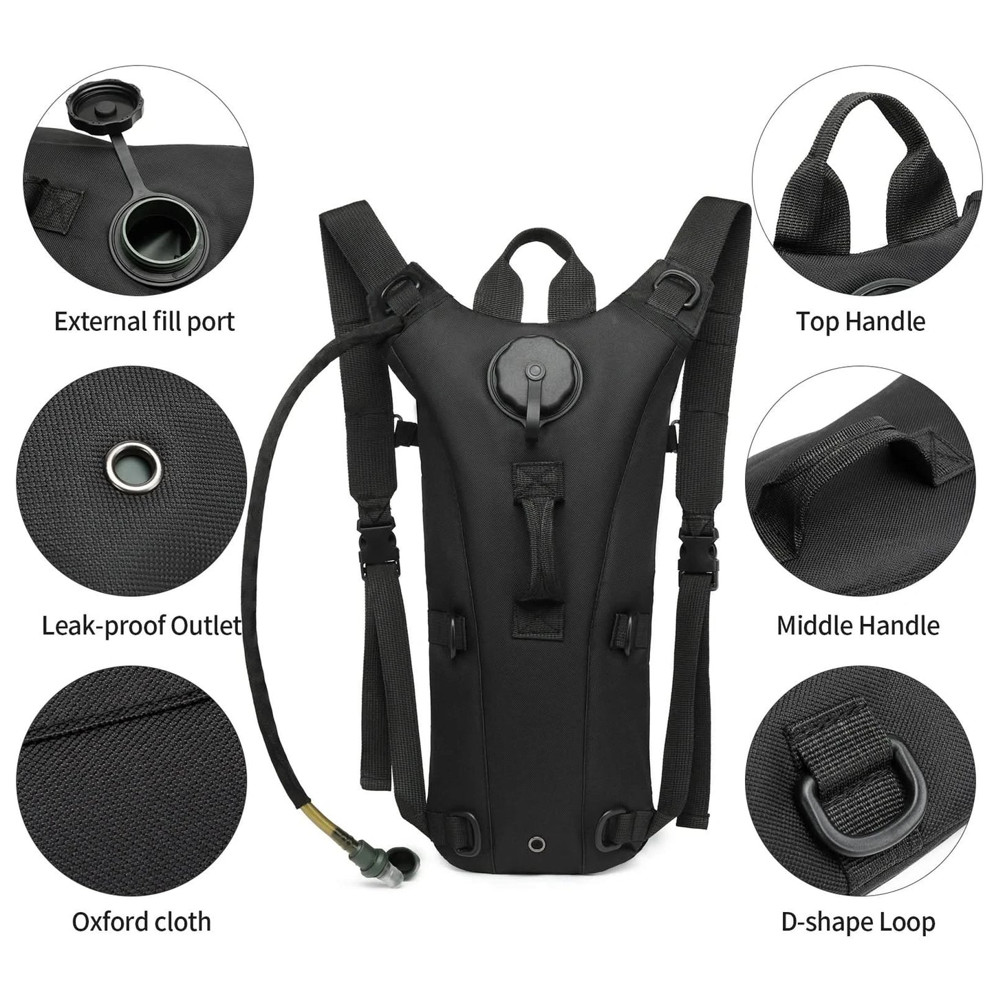 Tactical Water Hydration Pack - Military Class Camel Backpack with 3L Leakproof Water Bladder for Running, Jogging, Cycling - M & M Global