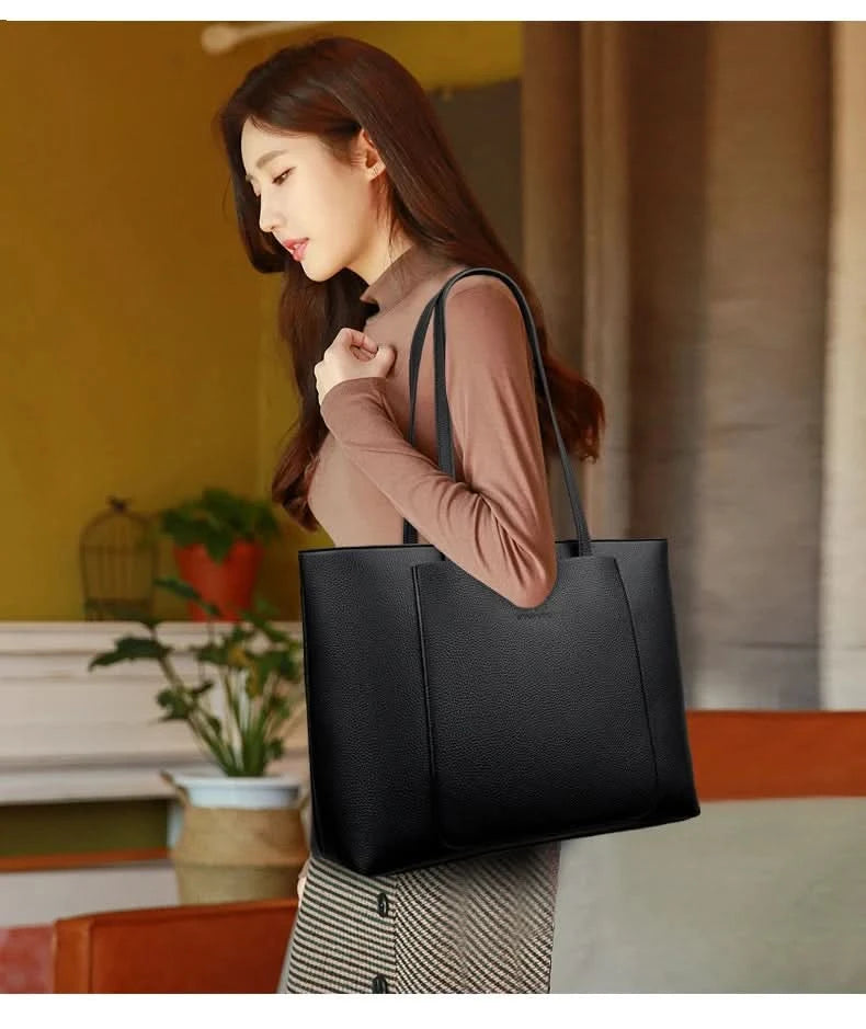 Solid Color Luxury Handbag Women Bags Designer HIgh Quality Leather Shoulder Bags for Women 2024 High Capacity Shopping Tote Bag - M & M Global