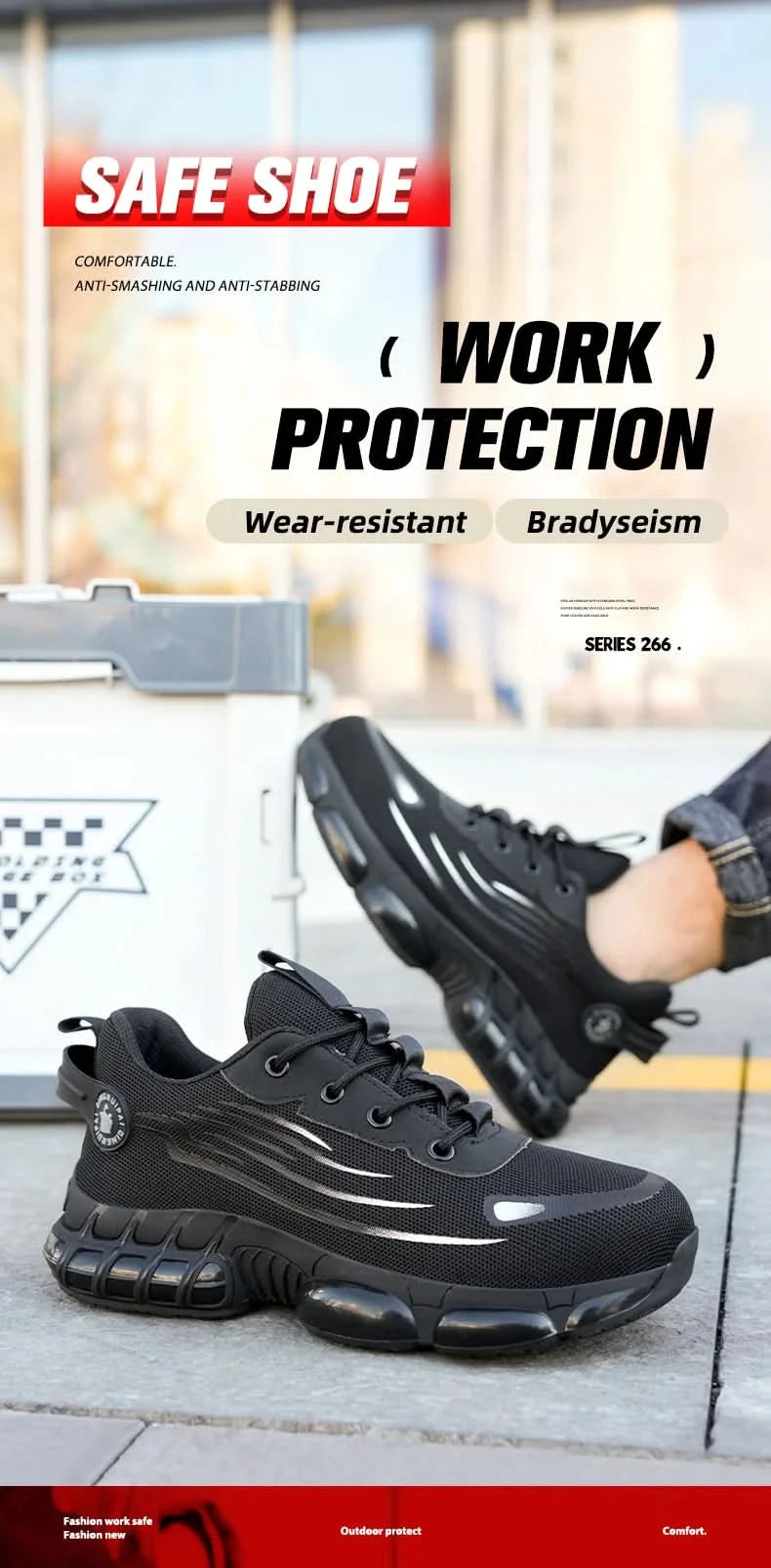 Lace-up breathable soft sole comfortable anti-smash anti-puncture men's casual labour insurance shoes