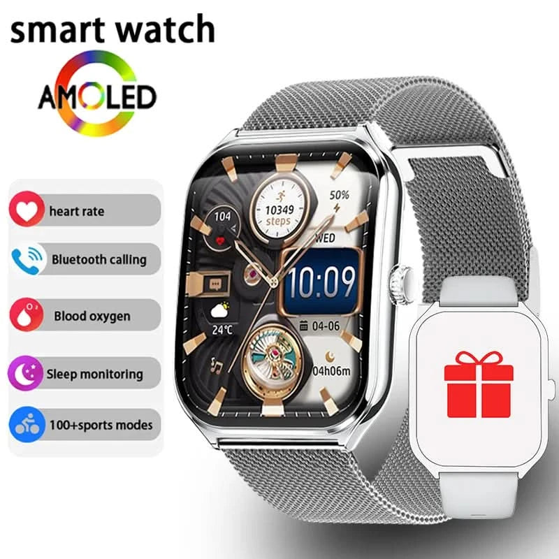 New Ultra Thin Smart Watch men 1.96" AMOLED 360*360 HD Pixel Display Always Show Time Call Reminder Smartwatch Ladies For huawei - M & M Global