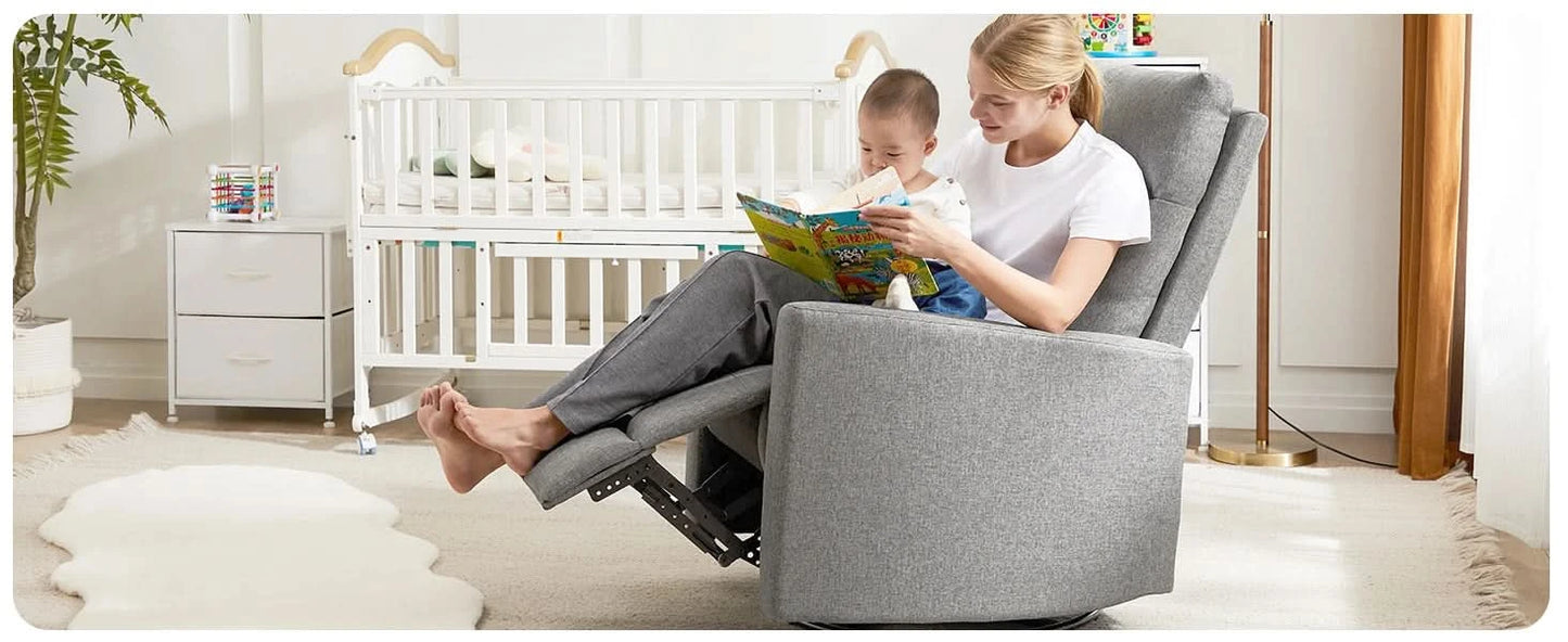 JHK Rotating Living Room Sofa Recliner With Oversized Foot Swivel Rocking Rocker Recliner Glider Nursery Sofas for BedRoom