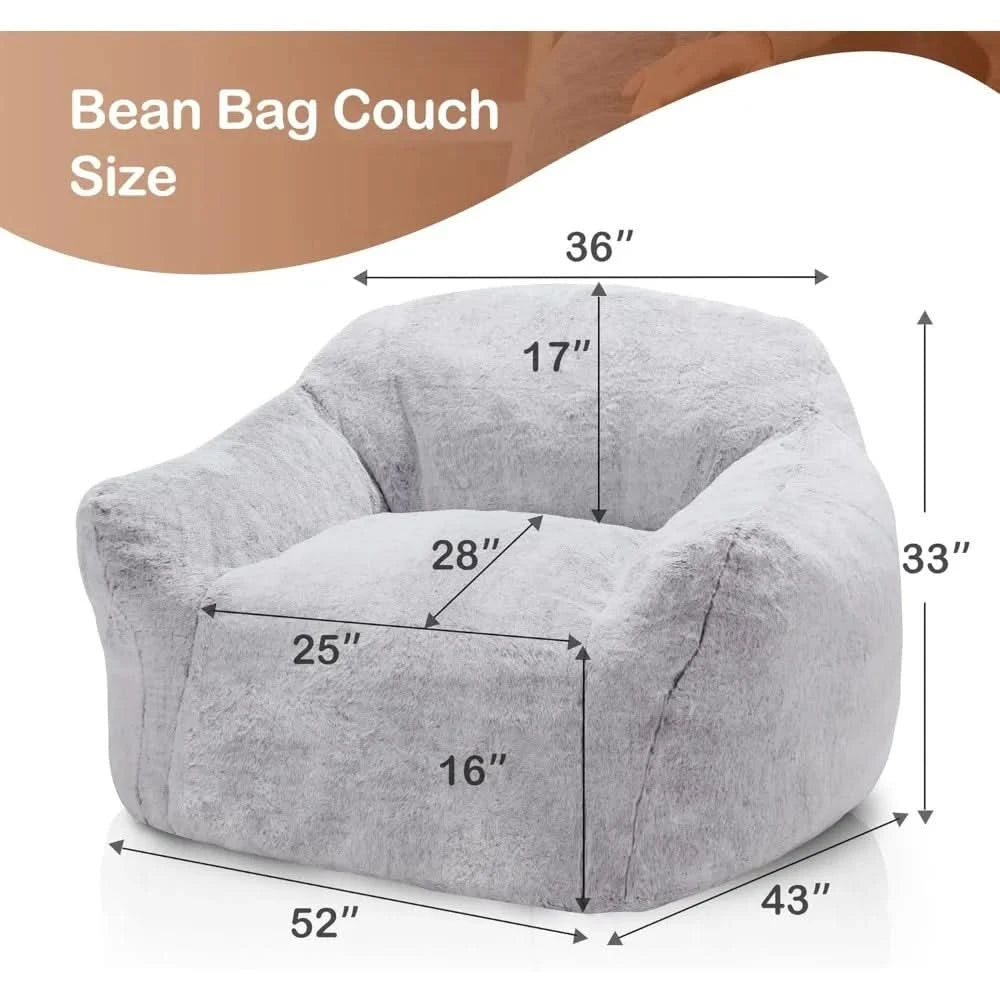 Light Grey Beanbag Chair Bean Bag Chairs for Adults Bean Bags Giant Bag Sofa with Spacious Cushion Bag Couch - Best