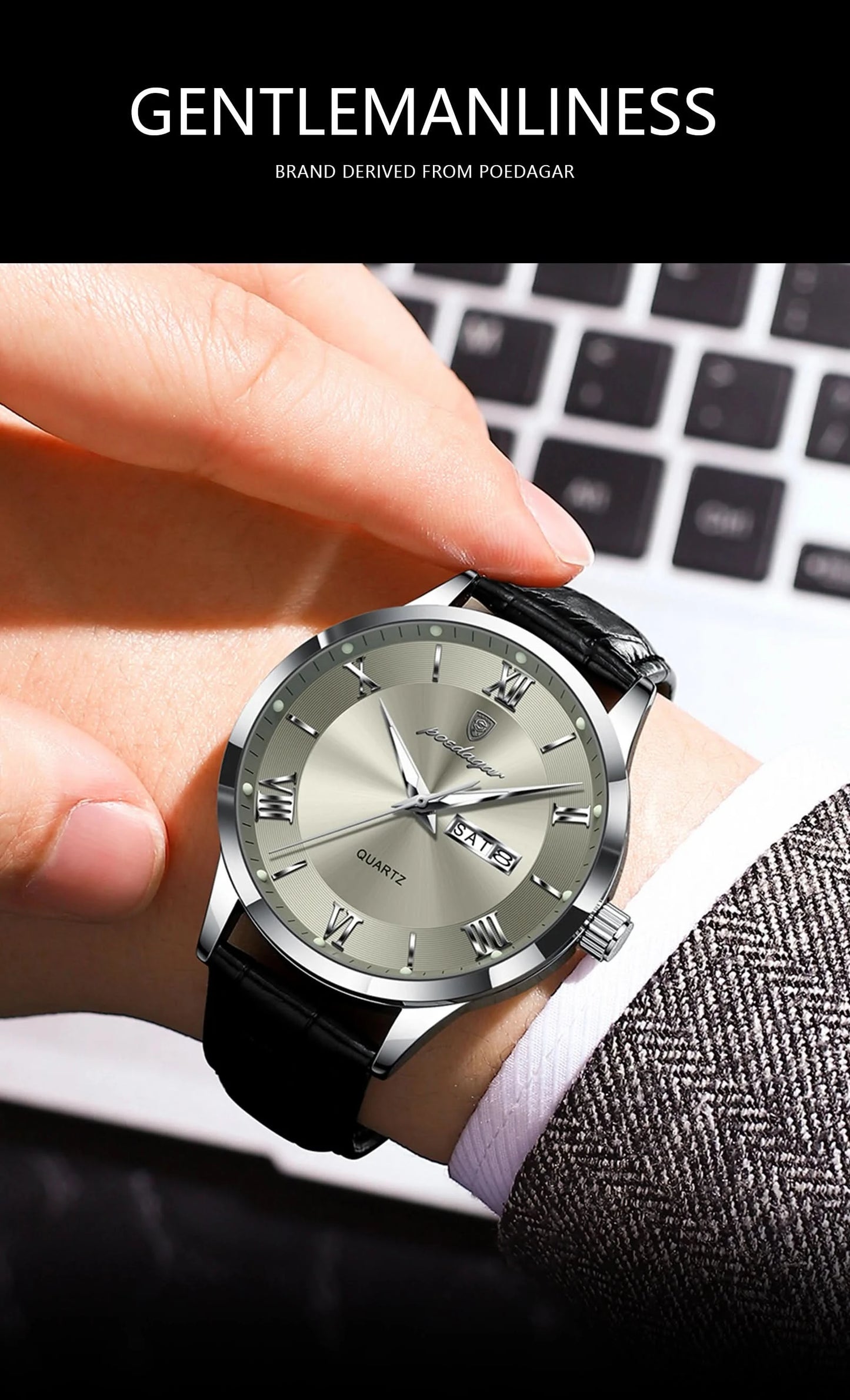 POEDAGAR Top Luxury Watch For Men Military Waterproof Luminous Date Week Man Wristwatch Leather Men's Quartz Watches Sport Reloj - M & M Global
