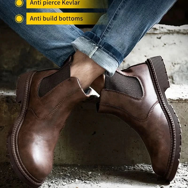 Industrial-Grade Steel Toe Boots Metatarsal Guard Triple Protection Men Work Boots Waterproof Construction Work Shoes Anti-smash
