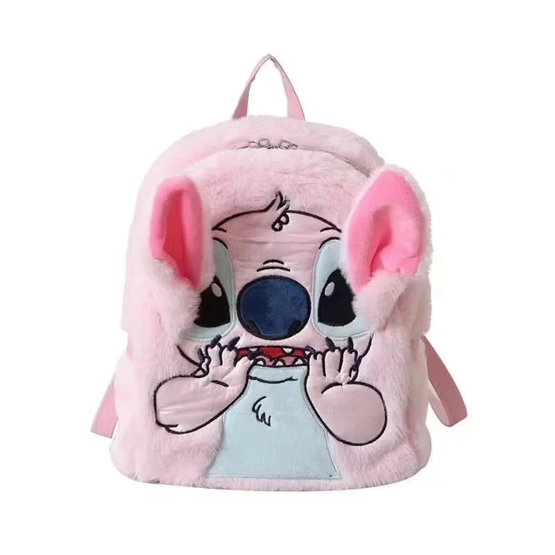 New Disney Plush Backpack Ins Japanese Blue Stitch Funny Cartoon Large-Capacity Student Backpack Kindergarten Bag Child Gift - M & M Global