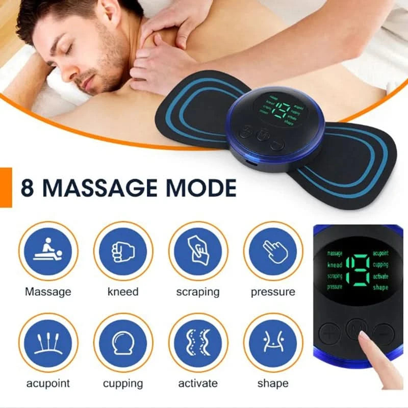 EMS Neck Massager Mini Neck and Back Stimulator Massager Portable Gel Pad Sticker Thin - M & M Global
