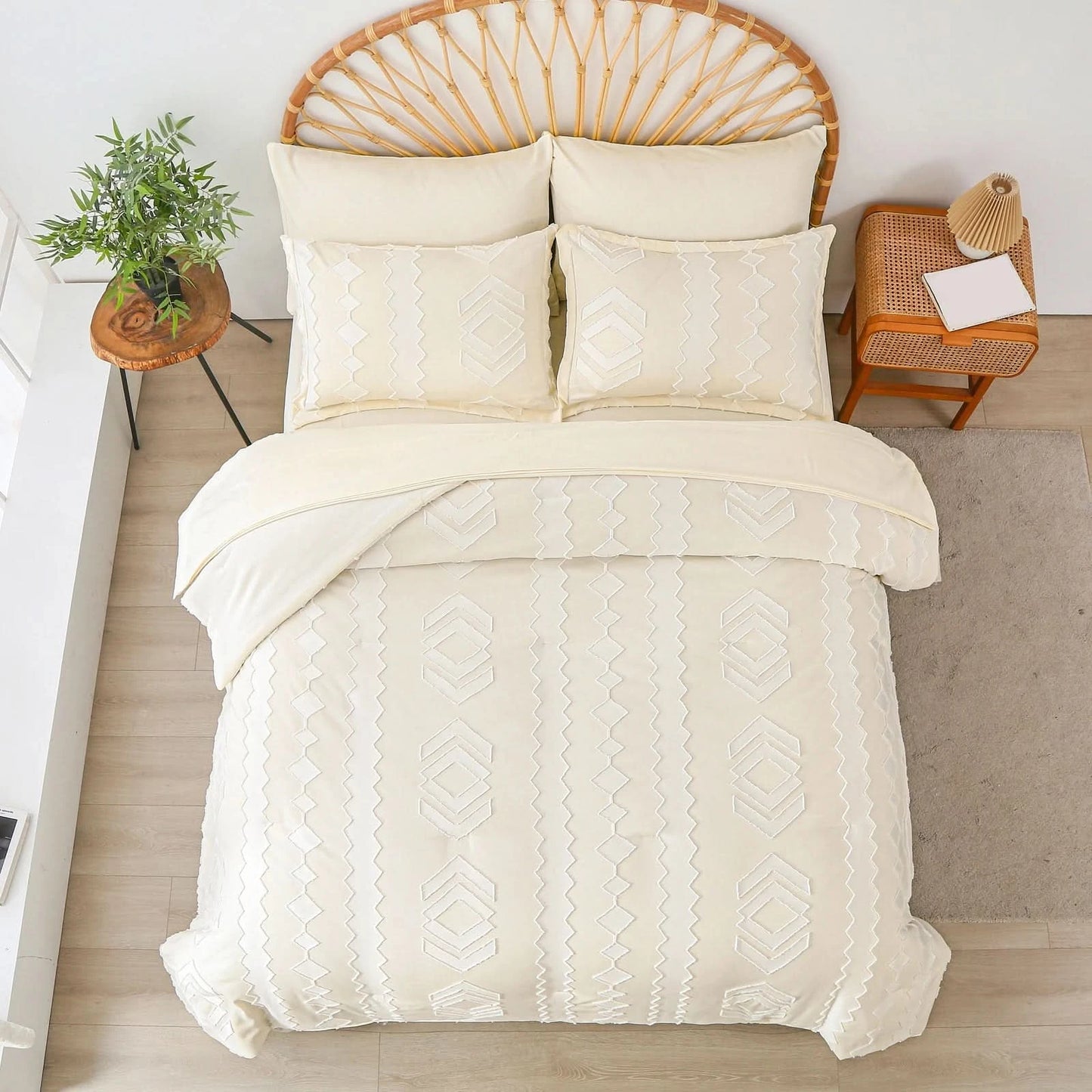 7-piece solid color diamond pattern quilt set, microfiber soft and durable bedding set bedroom decoration gift