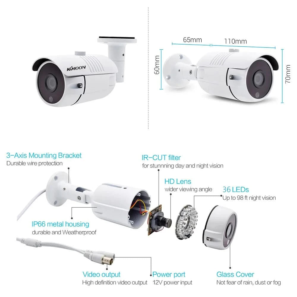 2MP Analog Security Camera 1080P Surveillance Camera with Night Vision,Indoor Outdoor Weatherproof for Home Video Surveillance