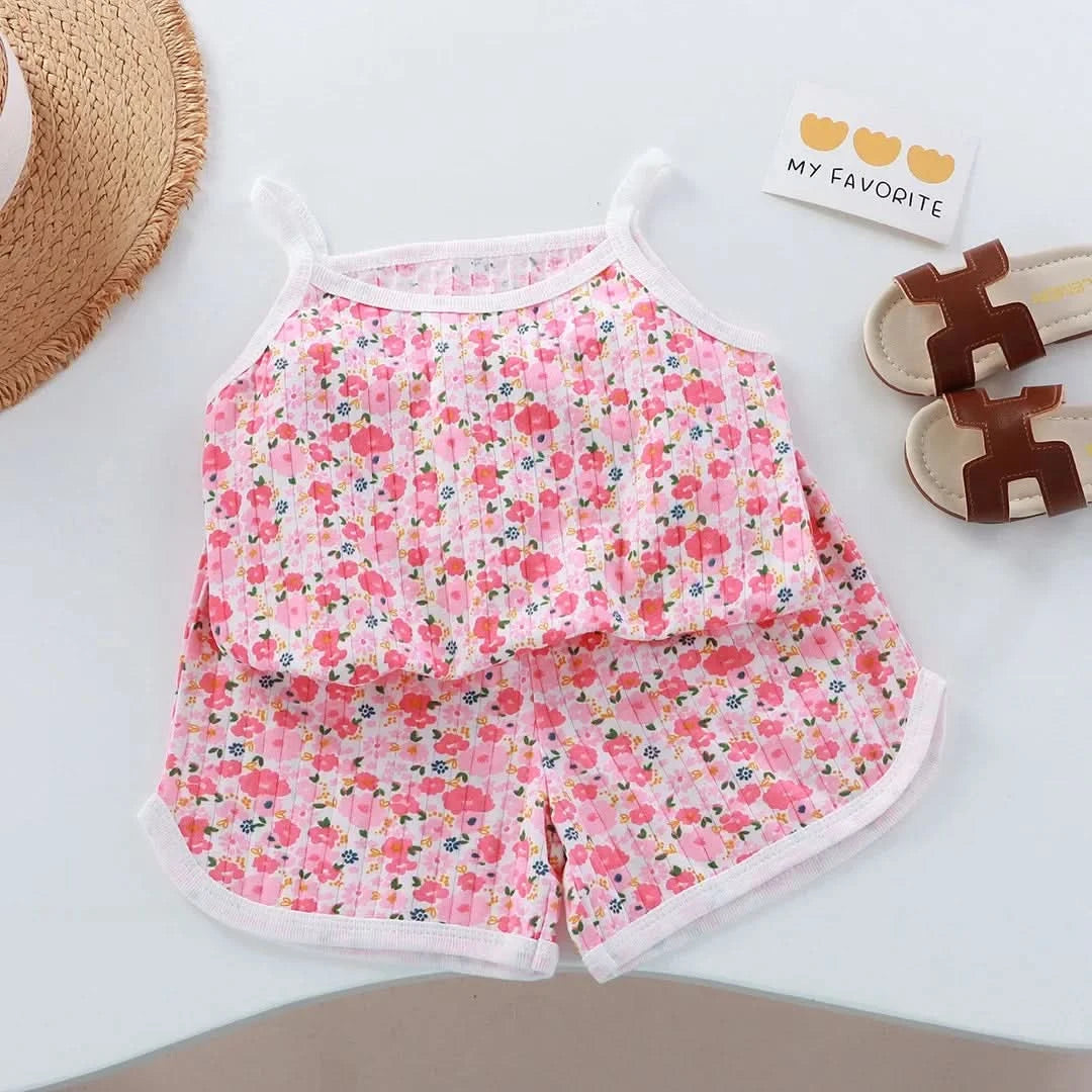 2025 Kids Cotton Clothes Girls Summer Clothes Sets Summer New Baby Sleeveless Tops + Shorts 2 Pieces Suit Girls Clothing Set - M & M Global