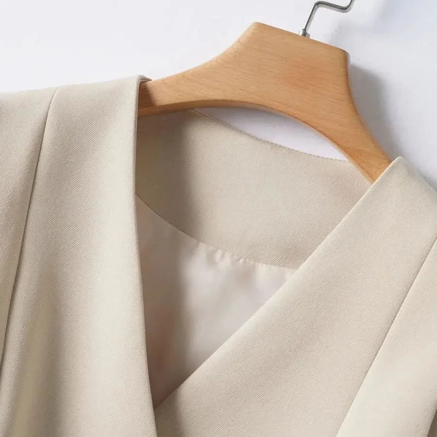 Solid Color Short Vest Women's Spring & Fall Fashion V Neck Diagonal Button Versatile Workplace Elegant Vest Jacket Top - M & M Global