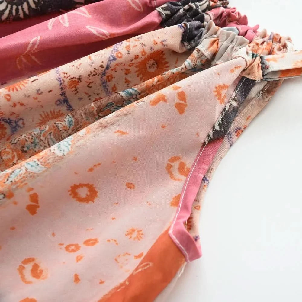 Girls Casual Dresses Floral Print Halter Sleeveless Top Girls Dress Kids Clothes for 2 To 7 Years Chinese Traditional Dress - M & M Global