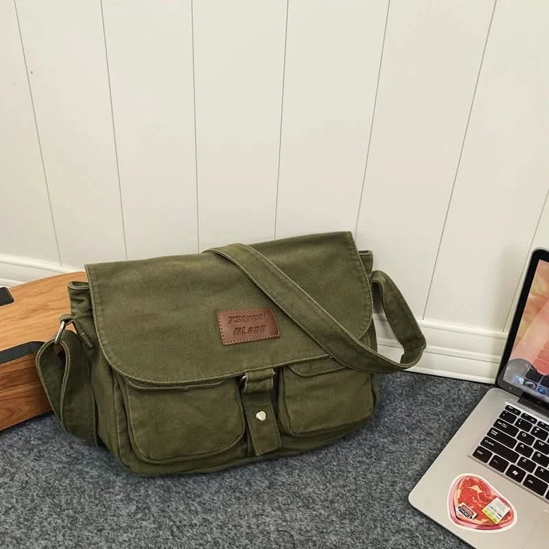 High Quality Canvas Handbag Shoulder Bags Large Capacity Crossbody Bags For Women Simple Casual Messenger Bag Student School Bag - M & M Global