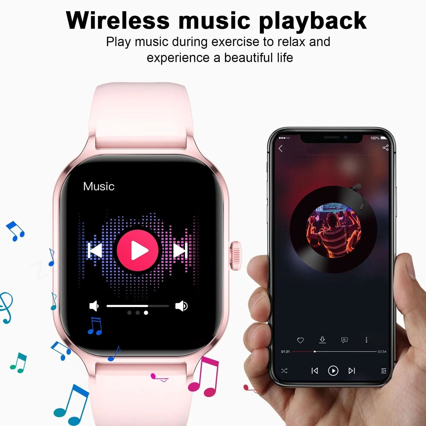 Smartwatch Sports Watches Bluetooth Call Touch Dial for Android / iPhone Music Fitness Tracker