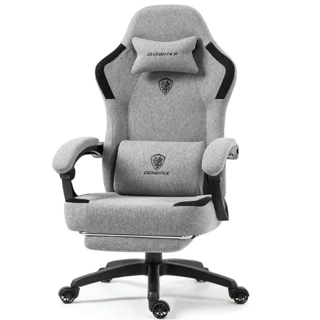 Dowinx Fabric Gaming Chair with Pocket Spring Cushion,Breathable Computer Chair with Massage Lumbar Support and Footrest