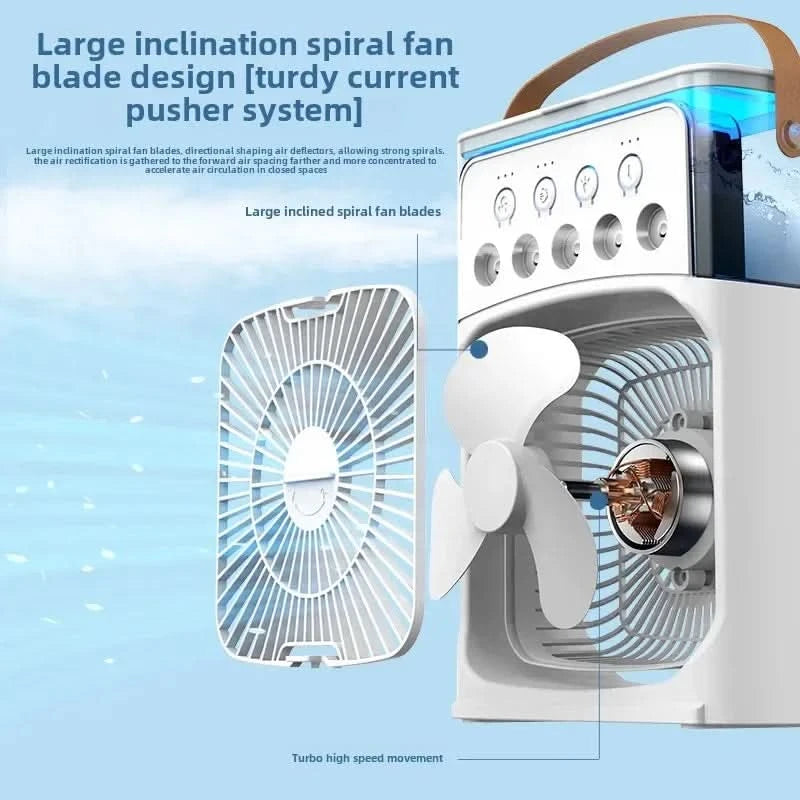 Portable 3 in 1 Mini AC Air Cooler Fan Humidifier with LED Light for Home Office Bedroom Camping Cooling - M & M Global
