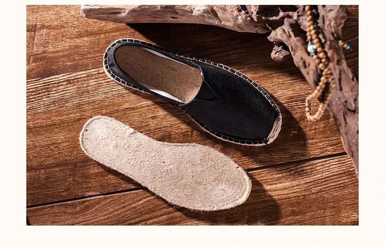 Women Sewing Flax Shoes Slip on Loafers Casual Shoes Man Espadrilles Hemp Canvas Flat Shoes Plus Size Fisherman Driving Footwear - M & M Global