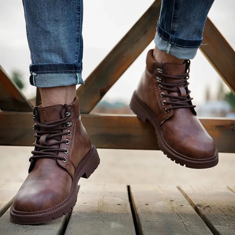 Men's Waterproof Steel Toe Work Boots High-Top Safety Shoes Slip Resistant Protective Boots Indestructible Comfort Arch Support