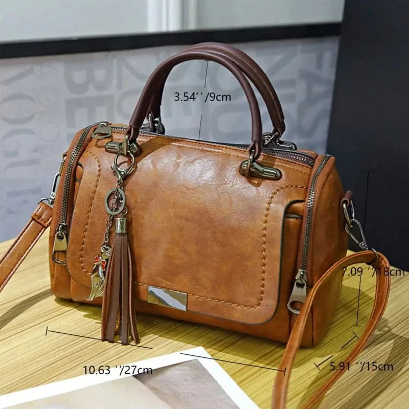 Yogodlns Tassel Decor Handbag, Women's Large Capacity Shoulder Bag, Fashion Zipper Crossbody Bag With Removable Strap - M & M Global
