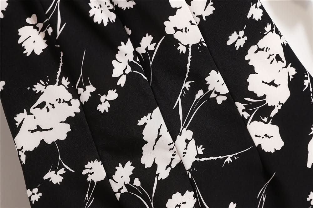 Women Mini Dresses Summer Fashion Female Vestidos Print Floral Chiffon Dresses Shirring Pleated Short Puffy Sleeve Casual Dress - M & M Global