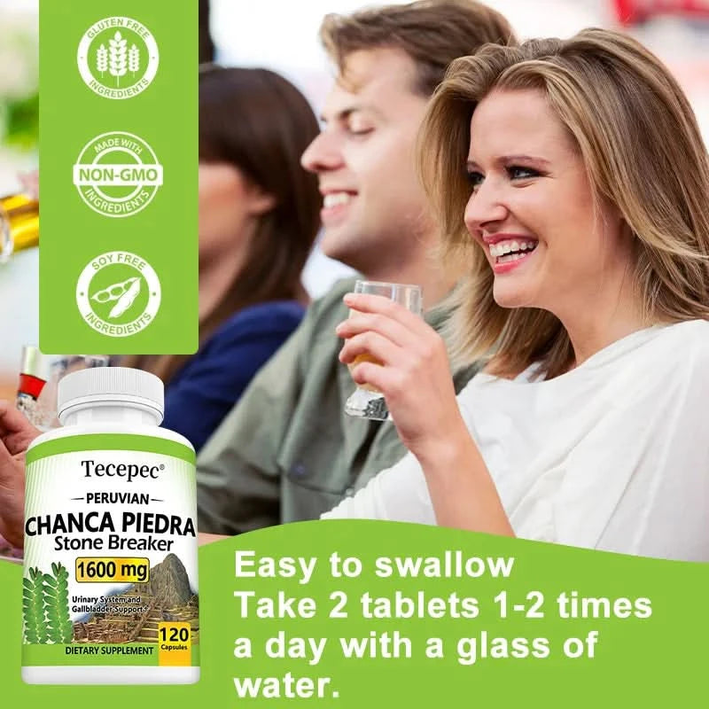 Tecepec Chanca Piedra Supplement 1600 Mg β Balances Urinary and Gallbladder Health, Promotes Cleansing, Detoxification, Non-GMO - M & M Global