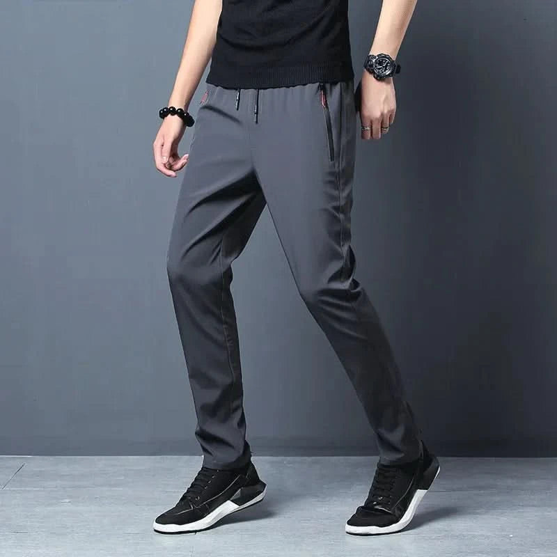 Men's Casual Pants Stretch Slim Fit Elastic Waist Jogger Korean Classic Blue Black Gray Male Brand Trousers Plus Size - M & M Global