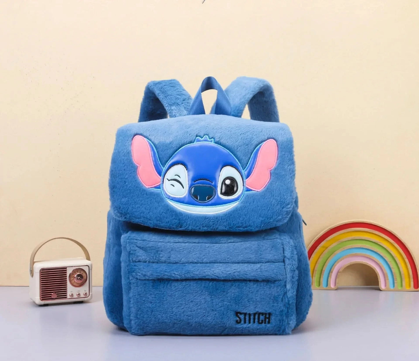 New Disney Plush Backpack Ins Japanese Blue Stitch Funny Cartoon Large-Capacity Student Backpack Kindergarten Bag Child Gift - M & M Global