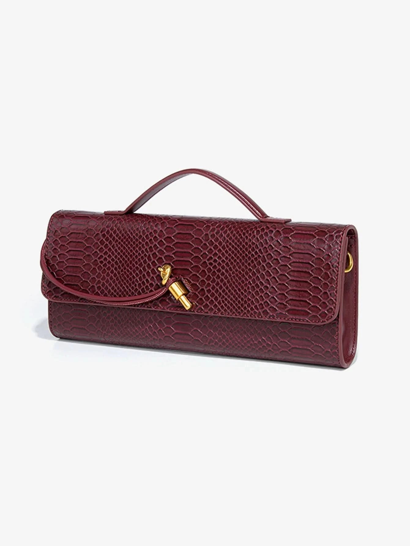 Burgundy bag cherry red envelope wine red envelope upscale new handbag European and American fashion crocodile flip hand organ b - M & M Global