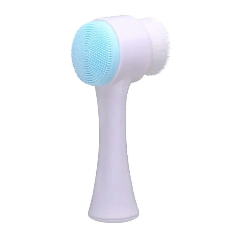 3D Double Silicone Facial Cleansing Brush Manual Massage Facial Brush Soft Bristles Exfoliator Double Sided Face Wash Brush - M & M Global
